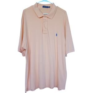 Polo Ralph Lauren Orange Color Polo Shirt Men's 2XB Blue Pony Logo 100% Cotton